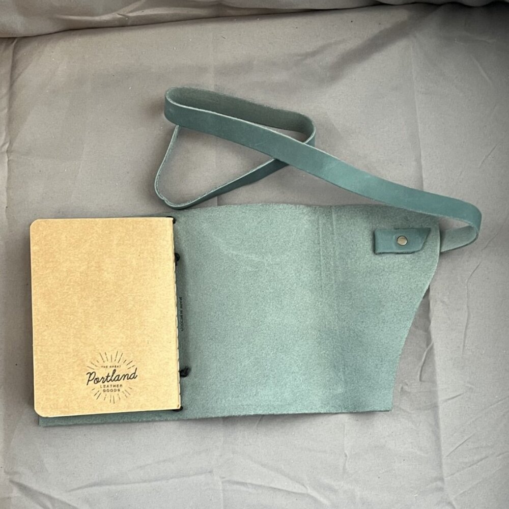 Portland Leather, Crossbody Tote, Beluga/White, w/Journal & Tassel Bag Charm - Picture 11 of 15